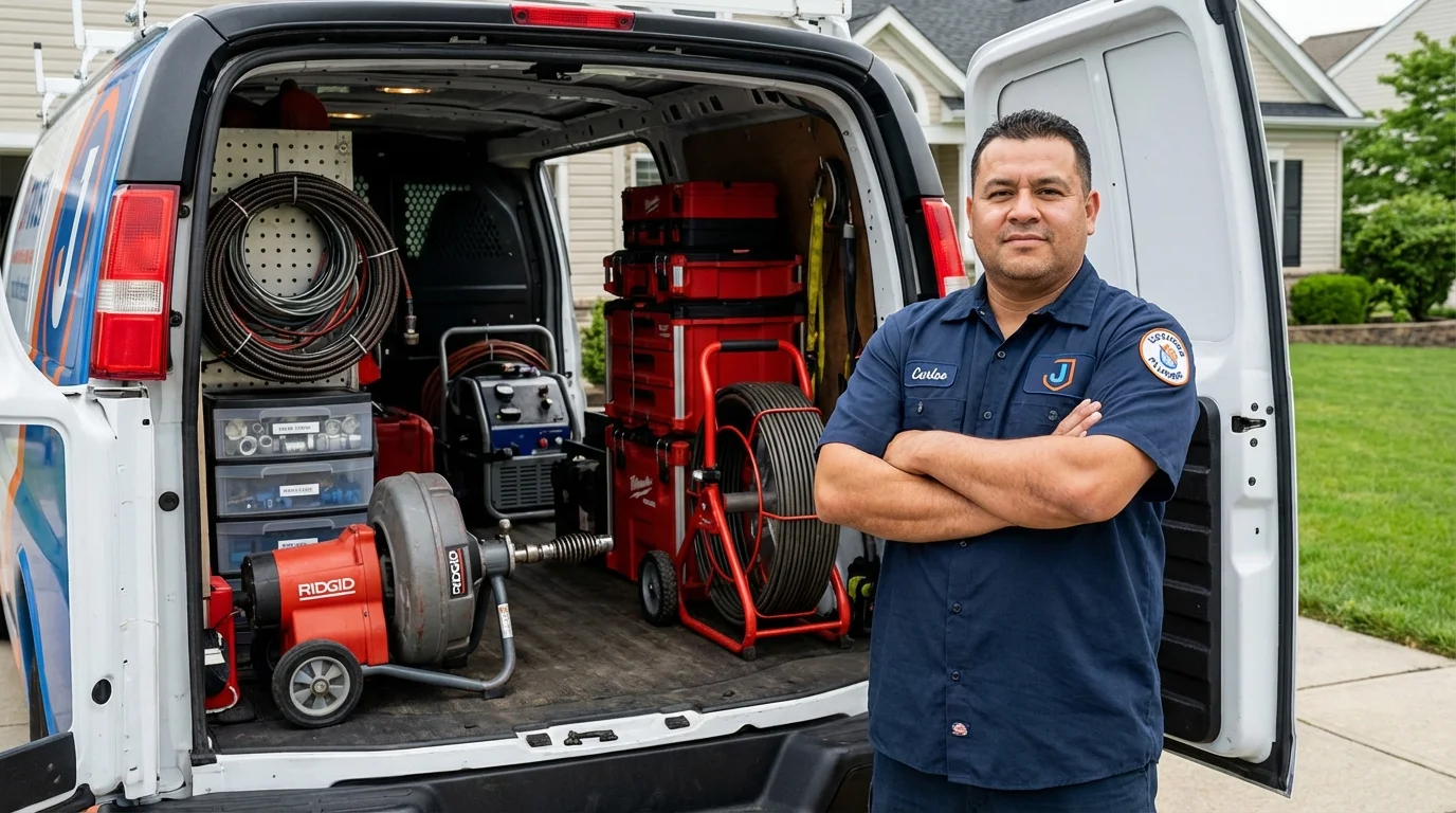 Professional drain cleaning equipment and Johns Plumbing LLC plumber in Menahga
