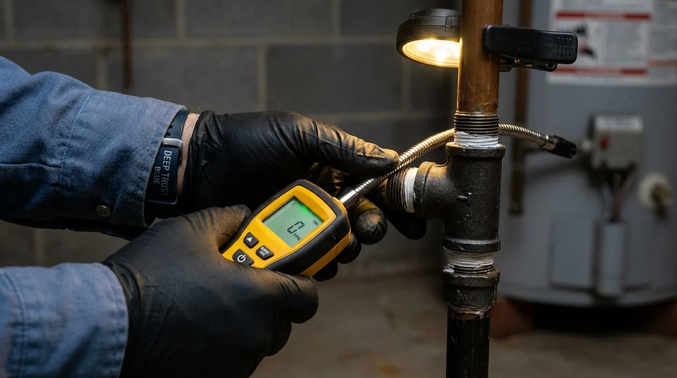 Gas leak detection with electronic sniffer by Johns Plumbing LLC in Menahga